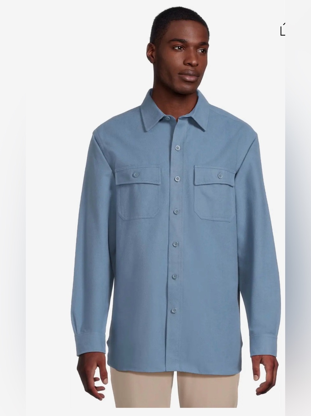 L.L. Bean Blue chamois shirt Heavy Flannel Shirt Large Outdoors Warm Hiking